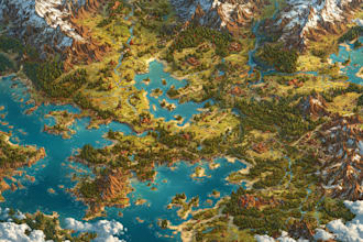 make a custom fantasy map illustration with castles