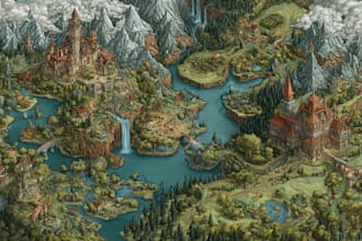 fantasy map illustration  world map fantasy map maker map
