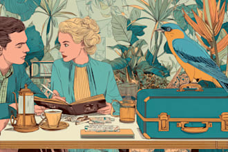 draw a retro vintage comic illustration