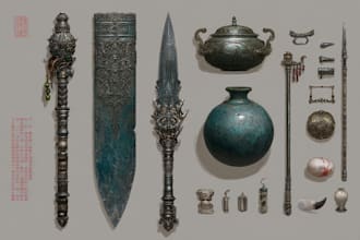 design creative concept art of weapons and items