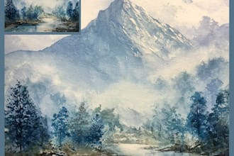 hand paint a watercolor or acrylic landscape
