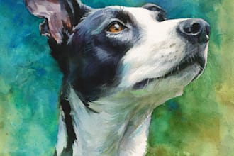 paint dog, cats, whatever pet portrait with watercolor