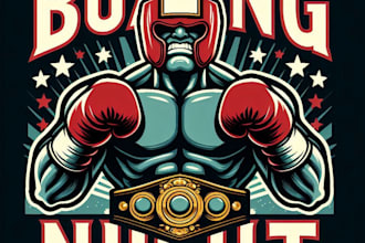 vintage classic boxing night poster mascot logo  retro t shirt design