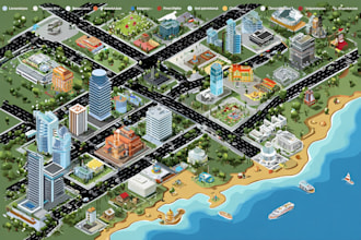 draw a unique vector or isometric map