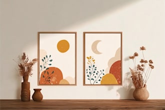 design minimalist boho abstract printable wall art