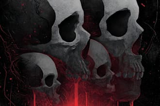create dark art illustration, horor and skull artwork