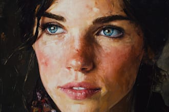 make real oil or acrylic painting on canvas