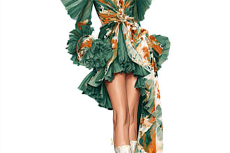 draw fashion illustration of clothes, accessories