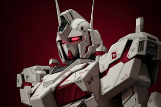 draw mecha gundam and humanoid character concept for you