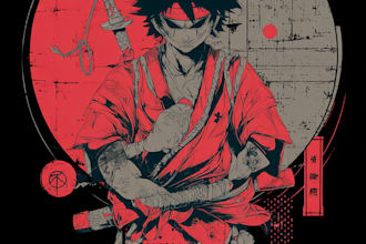 draw t shirt design on graffiti art, japanese art