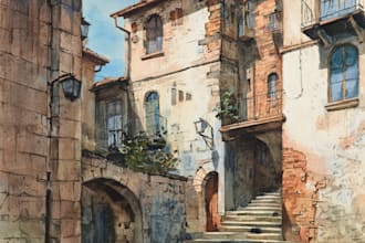 draw original watercolor landscape or architecture art