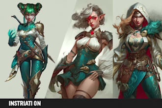 draw anime and game style characters art