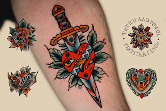 create awesome old school tattoo style design