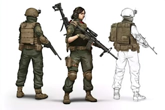 draw 2d game art military character design