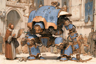 make a paint warhammer themed illustration