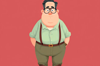 create flat funny cartoon character mascot