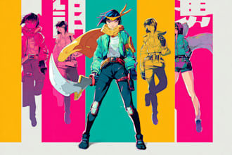 design anime character , cyberpunk character