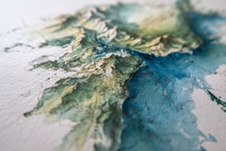 craft a detailed watercolor hand drawn wedding map
