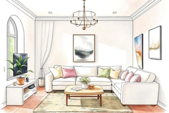 sketch design your interior room in my watercolor style