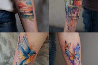 create a beautiful watercolor flowers tattoo design