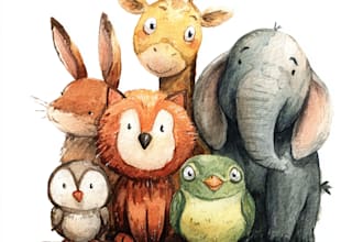 draw watercolor illustrations of animals, birds, and nature