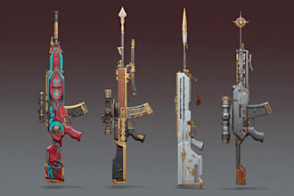 design stunning weapon concept art for games and projects