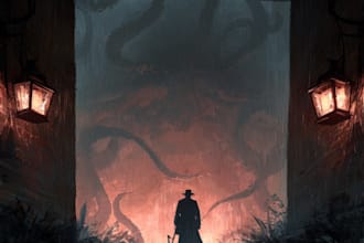 fantasy horror art illustration or dark creepy