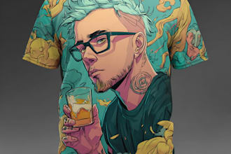 draw custom cartoon t shirt design and clothing illustration