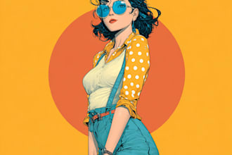 draw in comic style and retro colors