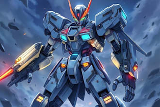 do anime style mecha illustrations