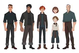 character turnarounds and reference sheets with cocept art