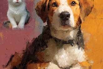 draw realistic digital pet portrait dog, cat, horse
