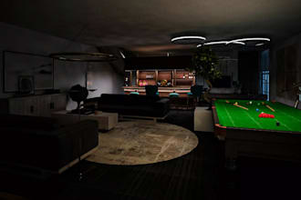 render snooker room interior, gaming interior set up,billiard room,snooker table