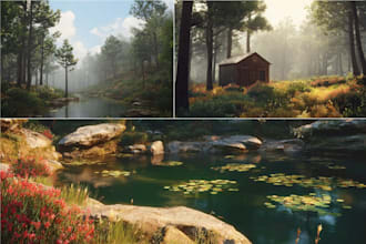make a realistic digital landscape, oil painting art