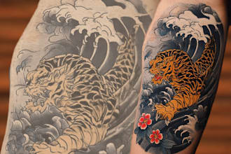 create custom birth flower line art, tattoo illustration