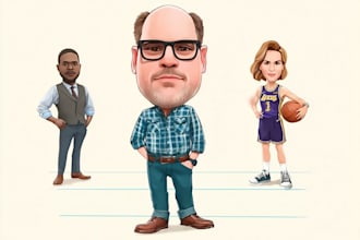 draw full body big head cartoon caricature