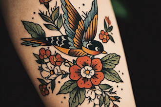 create a rad traditional tattoo design