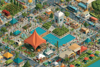 do 3d isometric event map vector festival maps illustrations