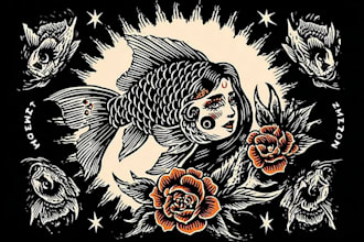 draw traditional tattoo style artwork