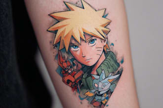 make comic cartoon anime tattoo design