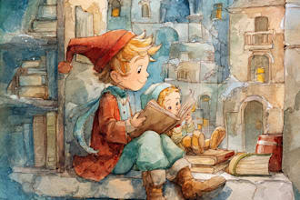 draw watercolor children book illustration, cover art, comic, christmas