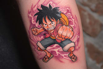 make comic cartoon anime tattoo design