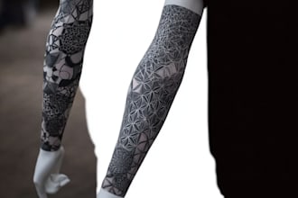 create sleeve tattoo design in geometric style
