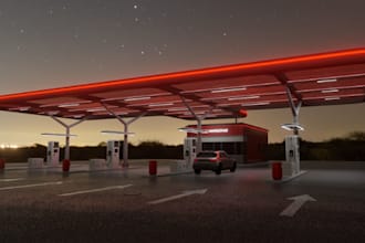 do 3d filling station, 3d fuel station, 3d gas station, 3d oil station, and mail