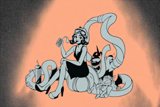 draw vintage 30s cartoon illustration in rubber hose style