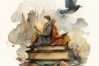 draw book illustration in watercolor