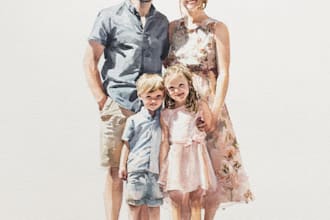 custom watercolor family portrait from photo