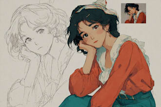draw vintage retro anime character for pfp, fanart, and oc
