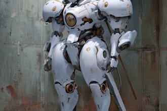 design robots and concept art of futuristic mecha