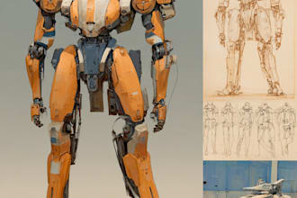 design custom mecha, robot, cyborg character